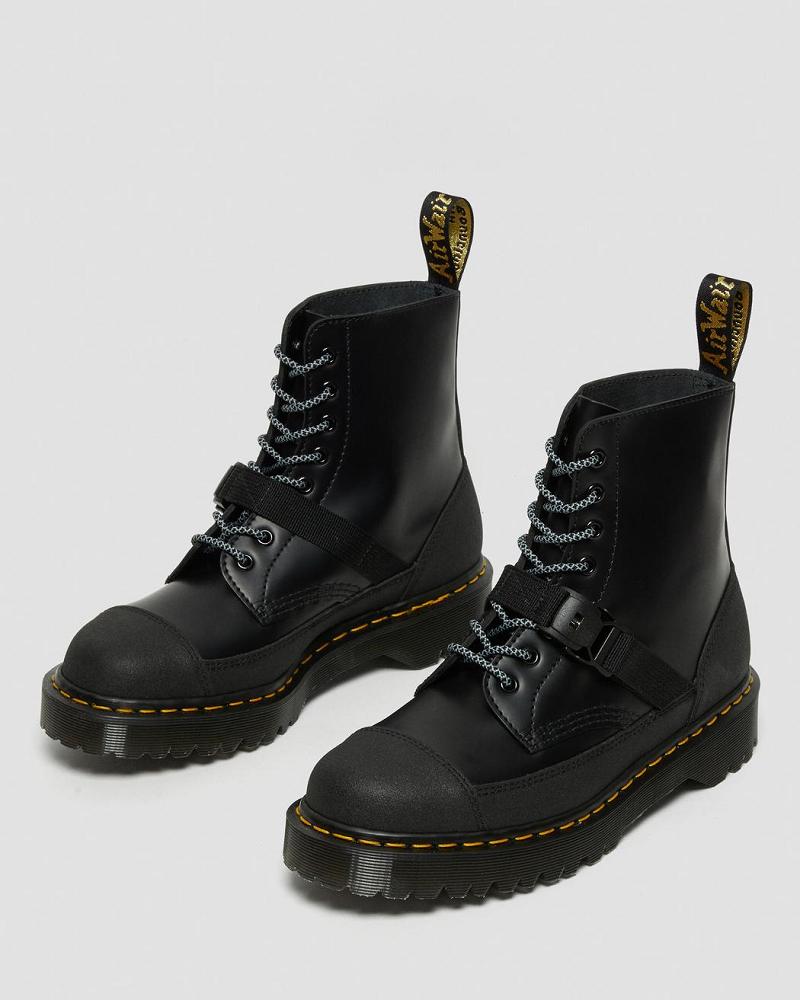 Women's Dr Martens 1460 Bex Tech Made in England Leather Lace Up Boots Black | AU 152JPQ